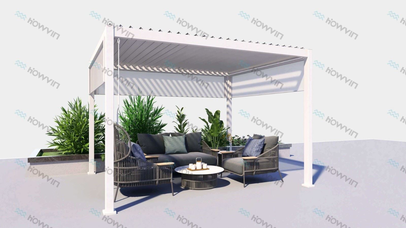 Terrace Aluminum Pergola-White