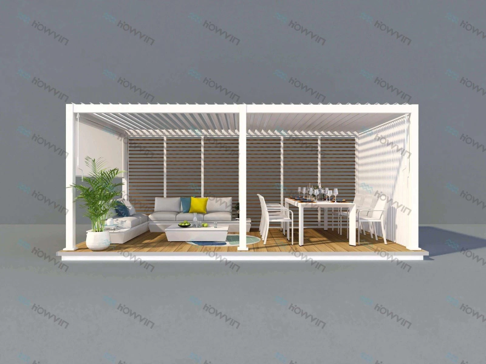 Terrace Patio Aluminum Pergola with Fence