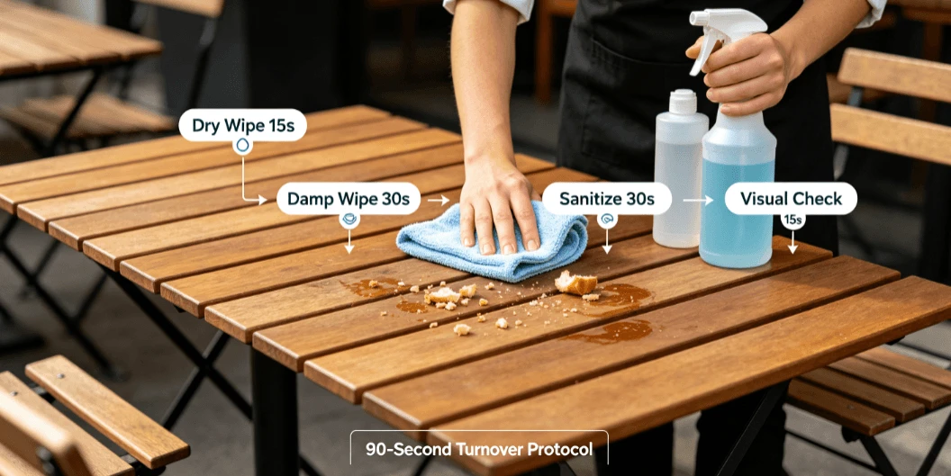 How to Clean and Sanitize Outdoor Teak Tables Between Cafe Customer Seatings? How to Clean and Sanitize Outdoor Teak Tables Between Cafe Customer Seatings?