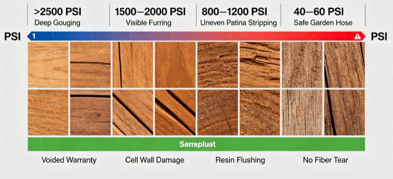 Why should you avoid pressure washing outdoor teak furniture? Why should you avoid pressure washing outdoor teak furniture?