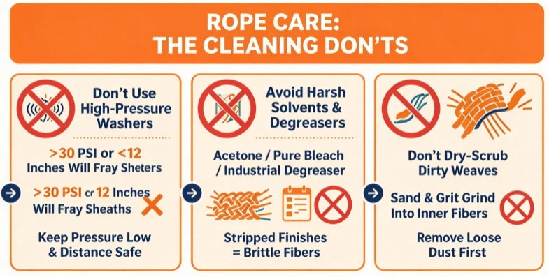 ROPE CARE:THE CLEANING DON'TS ROPE CARE:THE CLEANING DON'TS