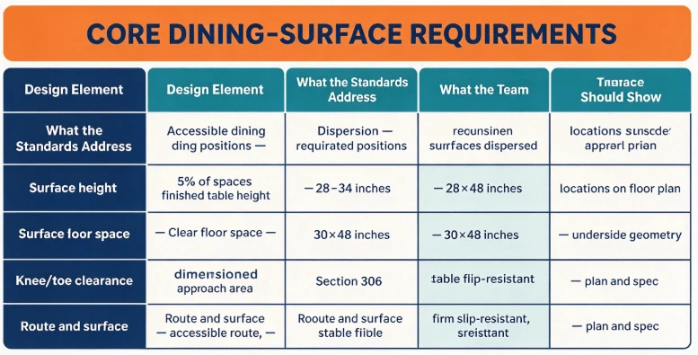 The Core Dining-Surface Requirements The Core Dining-Surface Requirements