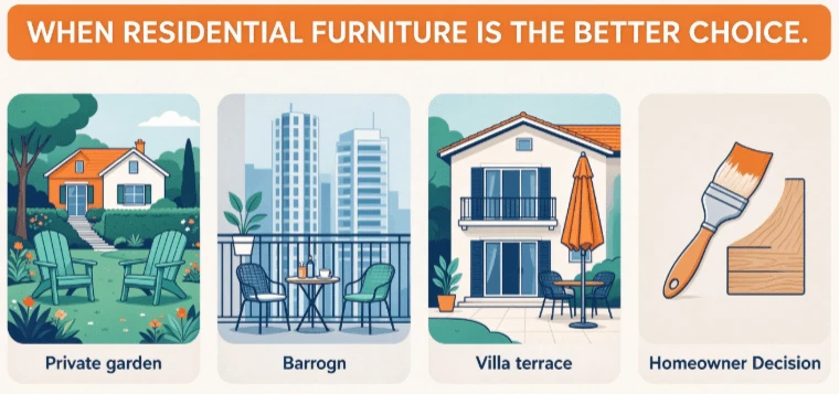 When Is Residential Outdoor Furniture The Better Choice? When Is Residential Outdoor Furniture The Better Choice?