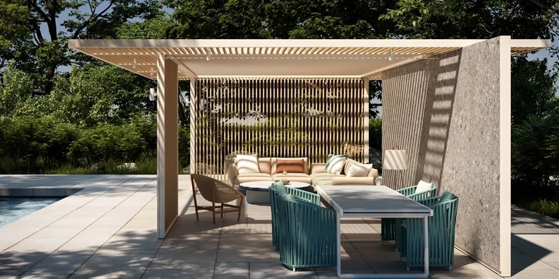 commercial pergola with side screens commercial pergola with side screens