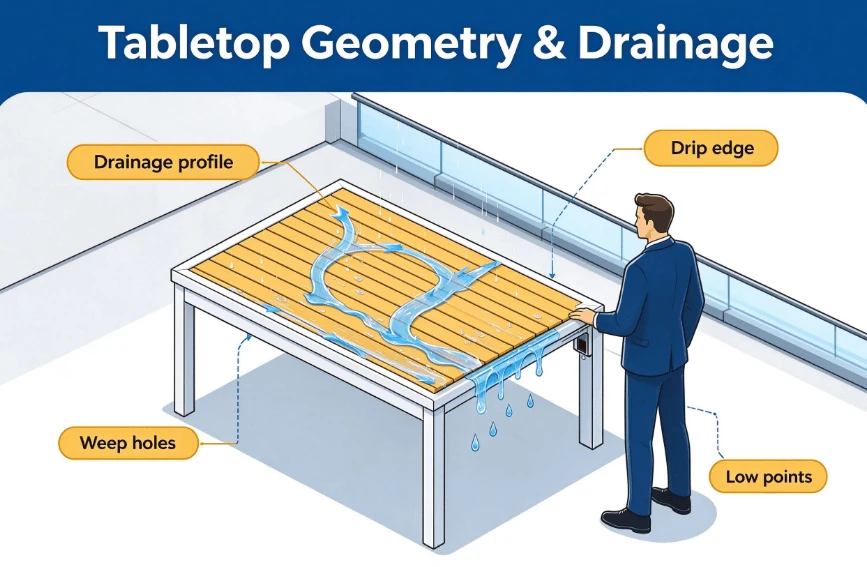 How Tabletop Geometry Prevents Standing Water How Tabletop Geometry Prevents Standing Water
