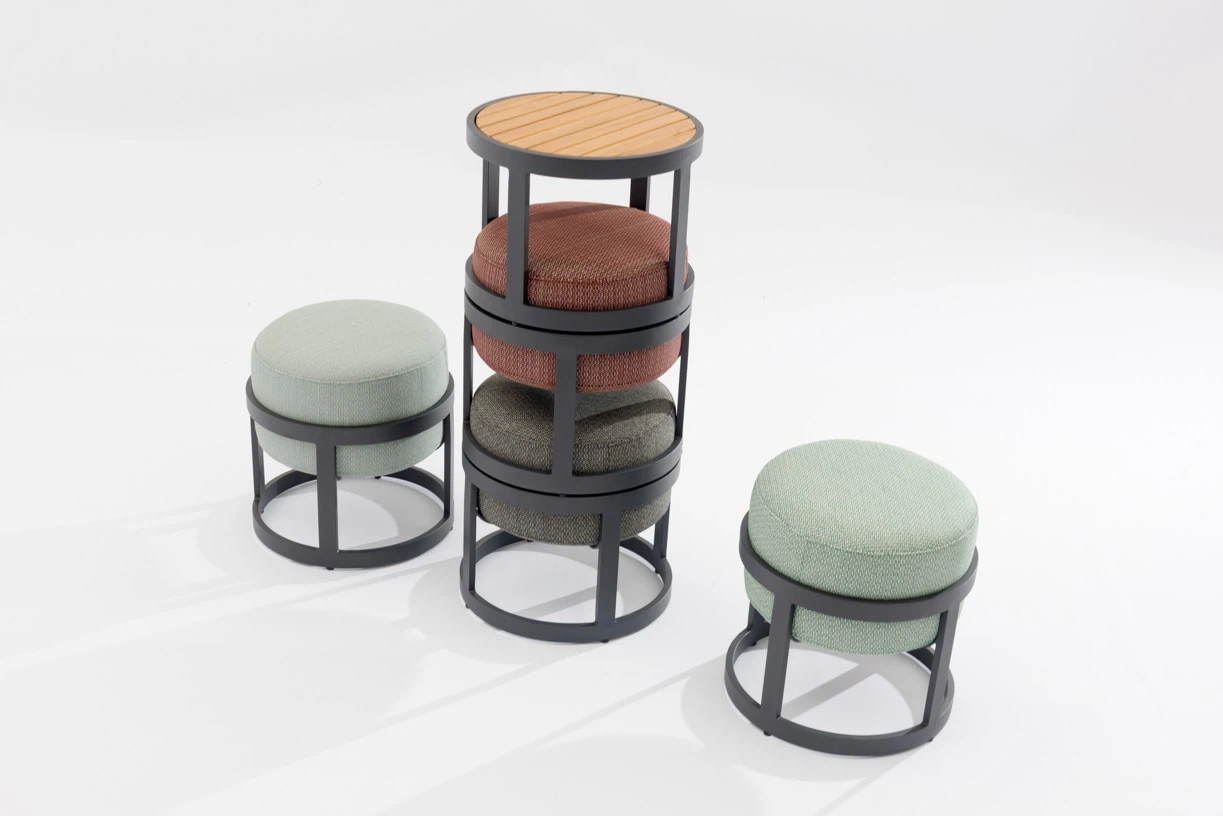 Stackable Outdoor Stool & Side Table Set: Space-Saving Weatherproof Patio Furniture