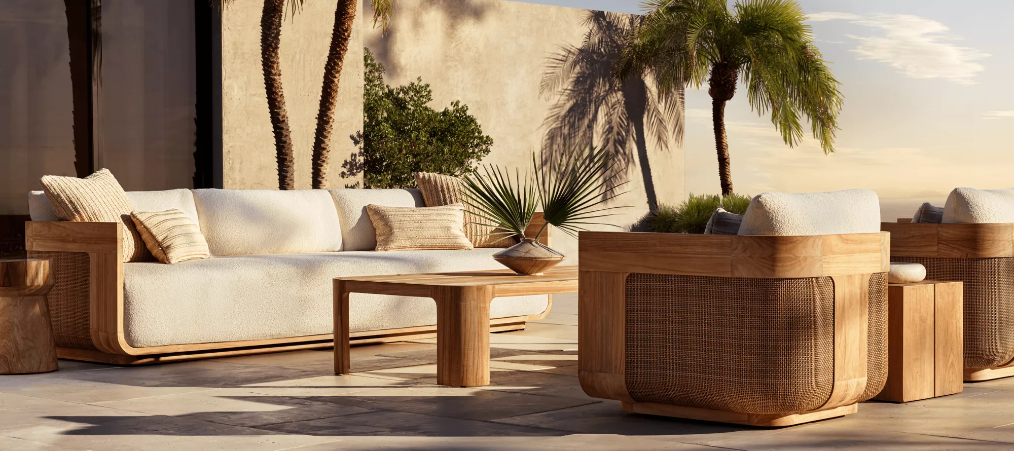 Luxury Outdoor Sofa | Sedona Cane Teak Set - Howvin