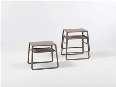 Commercial Outdoor Side Table With Storage Shelf | Stackable Resin Side Table For Hotels & Resorts