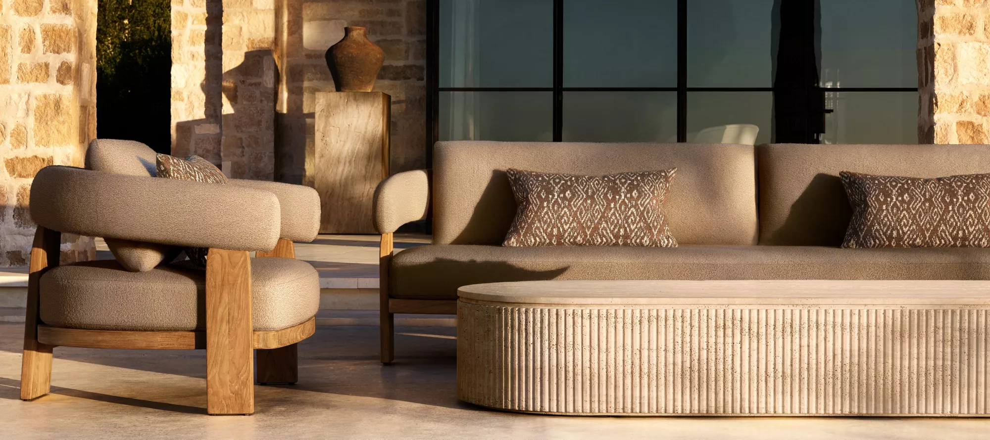 Kavala Outdoor Teak Sofa Set | Luxury Patio Furniture