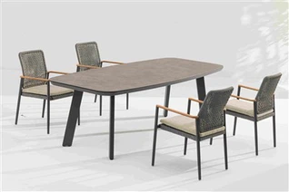 Luxury Outdoor Dining Set – Slate Top & Aluminum