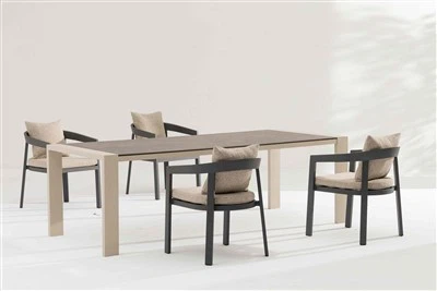 Premium Garden Dining Sets – Slate Top & Aluminum Frame Elegance