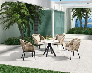 Poolside Wicker Chair and Aluminum Table