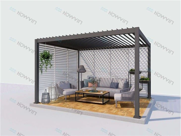 3*4/3*3 Customized Hot Tub Black Garden Aluminum Pergola with Louvre Roof