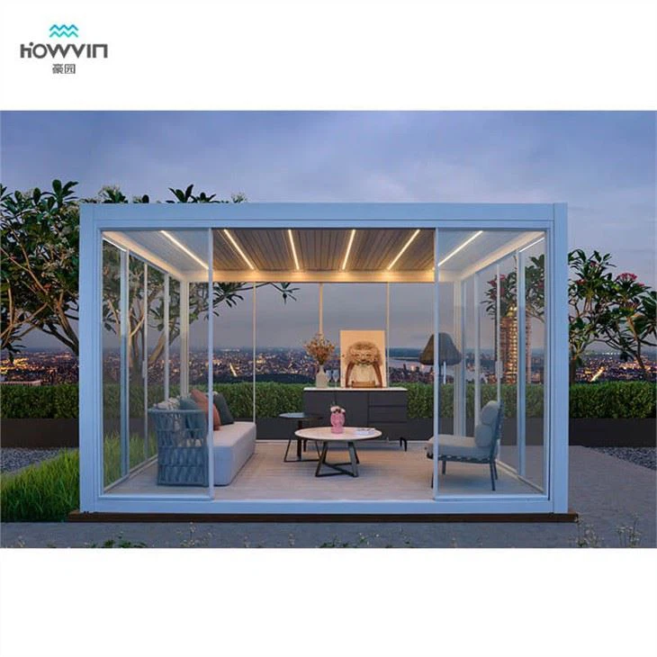 Open and Close Sun Shade Bioclimatic Aluminium Modern Waterproof Motorised Retractable Aluminum Pergola Roof