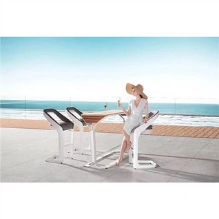 Aluminum Teak Outdoor Bar Table Bar Stools Set