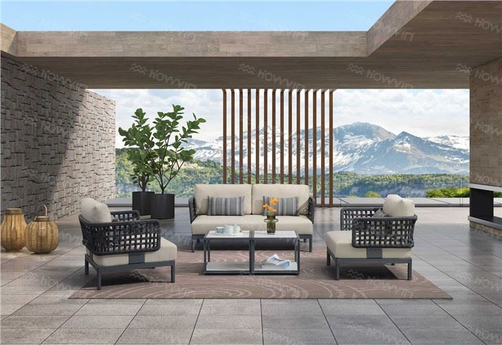 Howvin Outdoor Dining Table And Chair Combination Modern Simple Courtyard Garden Outdoor Balcony Rectangular Dining Table Light Luxury Table And Chair