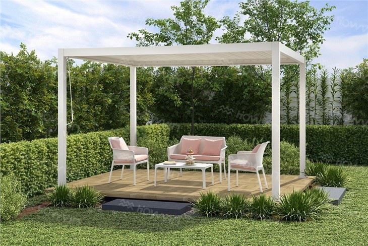 Howvin Outdoor Modern Backyard Pergola Courtyard Awning Outdoor Garden Terrace Outdoor European Aluminum Alloy Pavilion Electric Pergola