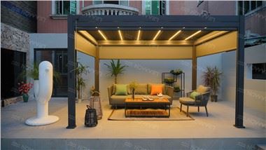 Howvin Metal Pergola With Louvered Roof Outdoor Courtyard Garden Pergola New Chinese Villa European Electric Intelligent Louver Pergola